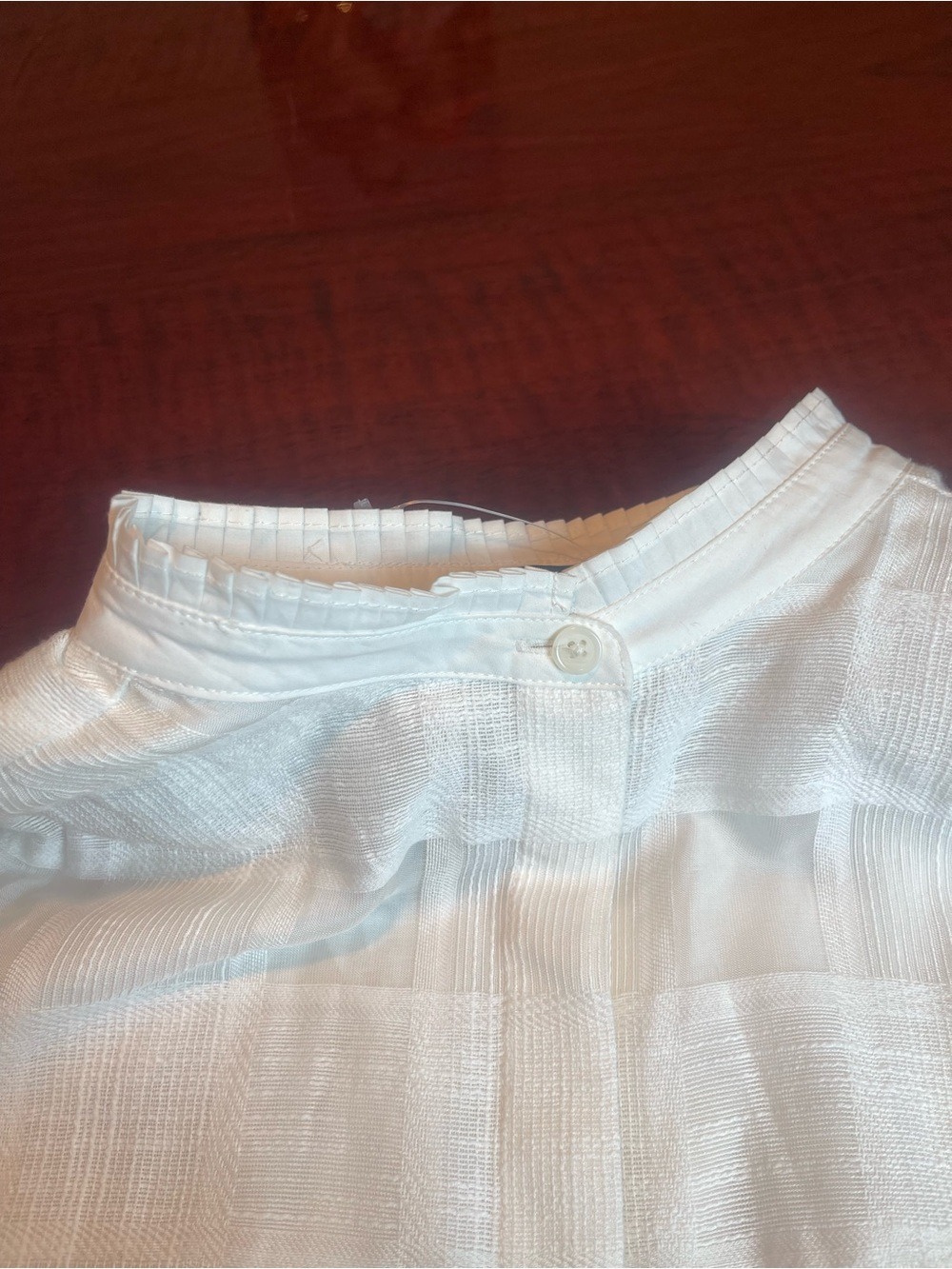 Rag & Bone White Jordan Plaid Short Sleeve Ruffle Collar Puff Blouse Top L NWT - Picture 9 of 10